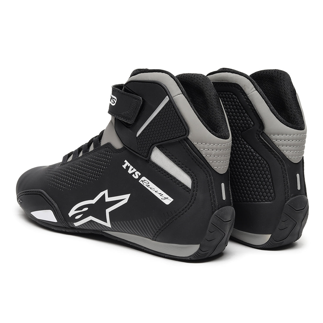 TVS Racing x Alpinestars Riding Shoes for Men, Lightweight Microfiber Upper, Speed Lace Closure, Ankle Protection, Airflow Vents and Road Riding Comfort
